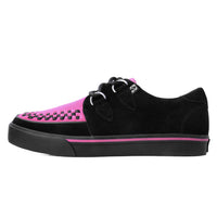 Sneaker Creeper in pelle scamosciata rosa neon e nera