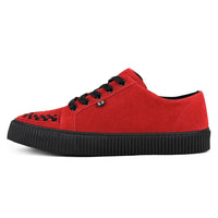 Sneaker con suola a coste in pelle scamosciata rossa