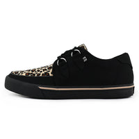 Sneaker Creeper in tela nera e stampa leopardata