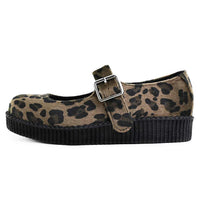 Viva Flex Mary Jane Olive Leopard Faux Fur