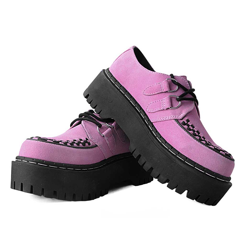 TUK Shoes Double Decker Creeper Pink Suede